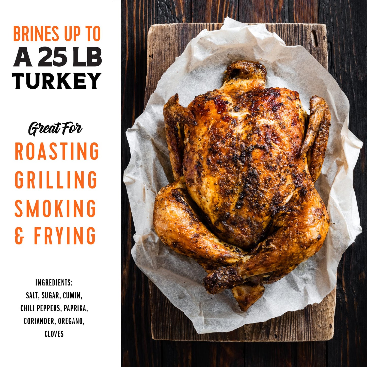Fire & Flavor Cajun Turkey Brine Kit - Includes Bag and Poultry Seasoning for Roasting  Grilling  smoky aroma  and Frying Birds Up to 25 lbs