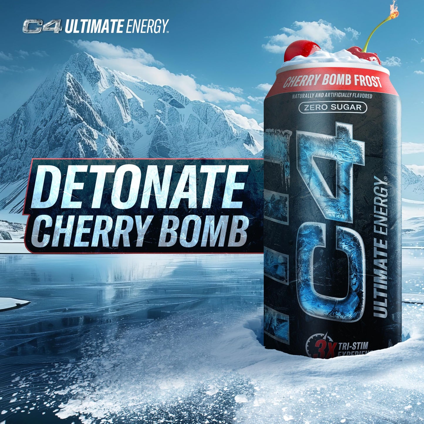 Cellucor C4 Ultimate Pre Workout Energy Drink, 300mg Caffeine, Sugar Free, Cherry   Frost, 16oz (Pack of 12)