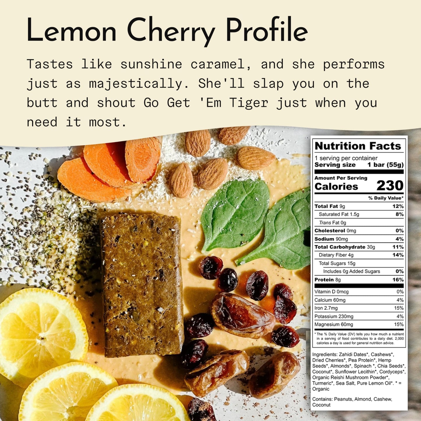 Send Bars Plant-Based Vegan Healthy Protein Bars, With Greens (Lemon Cherry, 8 Bars) – Only Real Ingredients, Zero Added Sugar, Gluten-Free, Dairy-Free