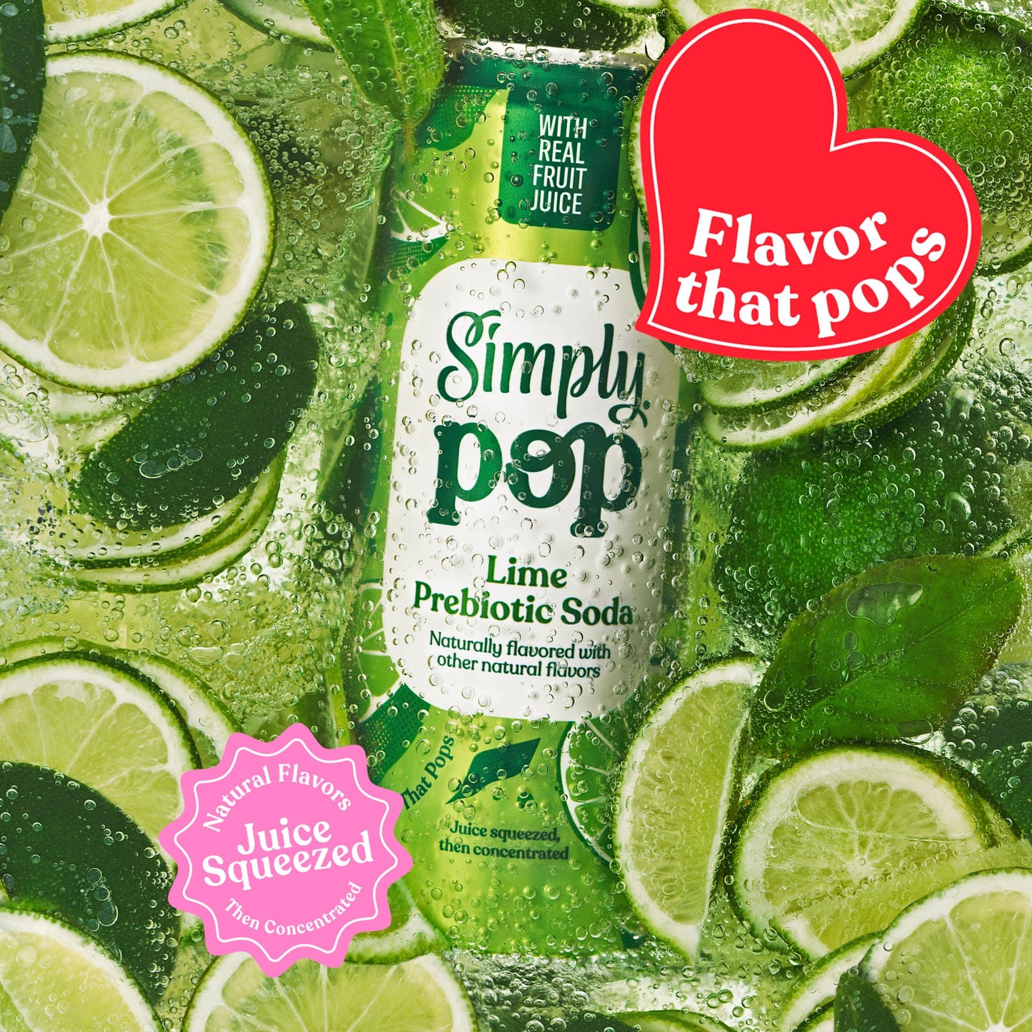 Simply POP Prebiotic Soda Lime Cans  12 fl oz  12 Pack
