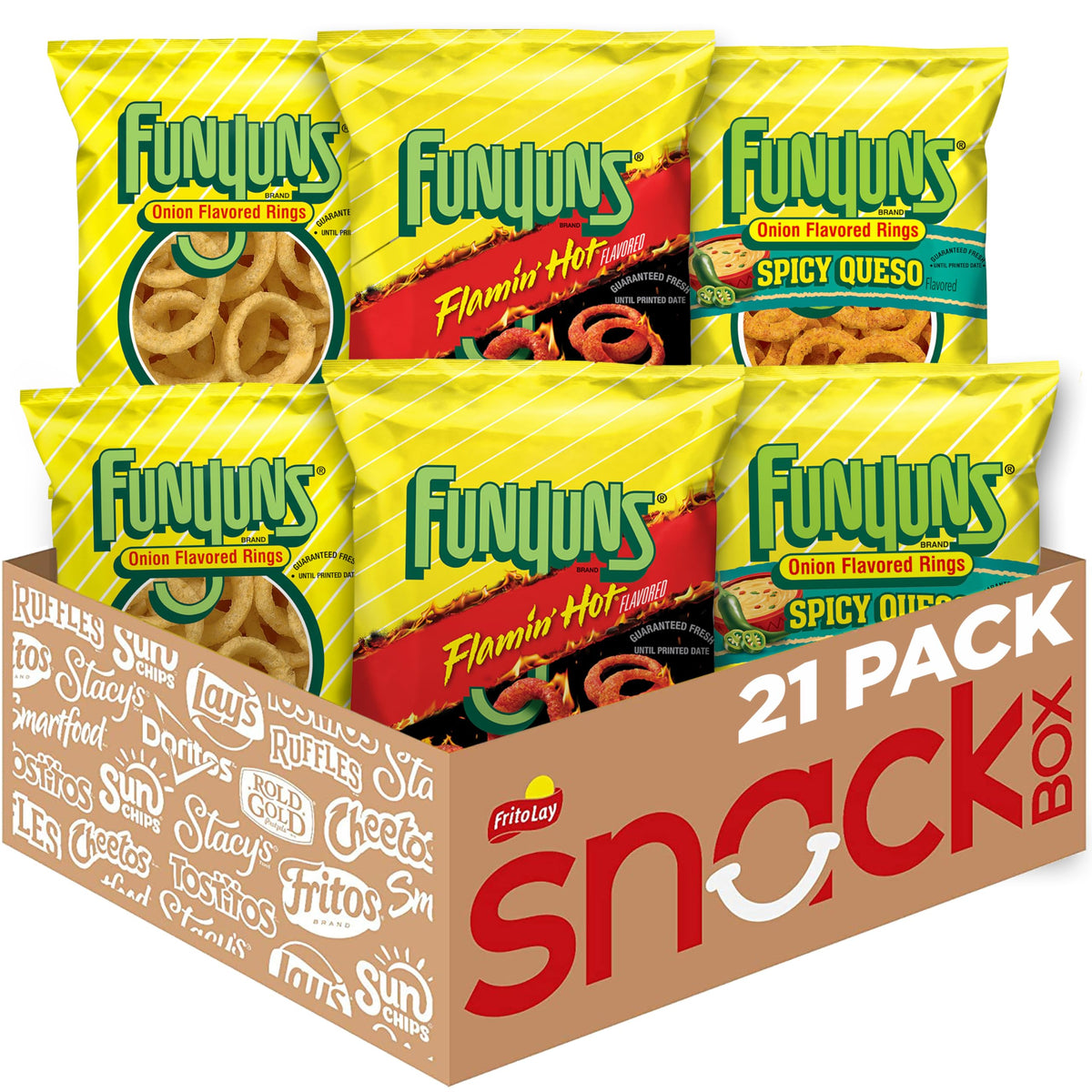 Funyuns Onion Flavored Rings, 3 Flavor Variety Pack, 0.75 Ounce (Pack of 21)
