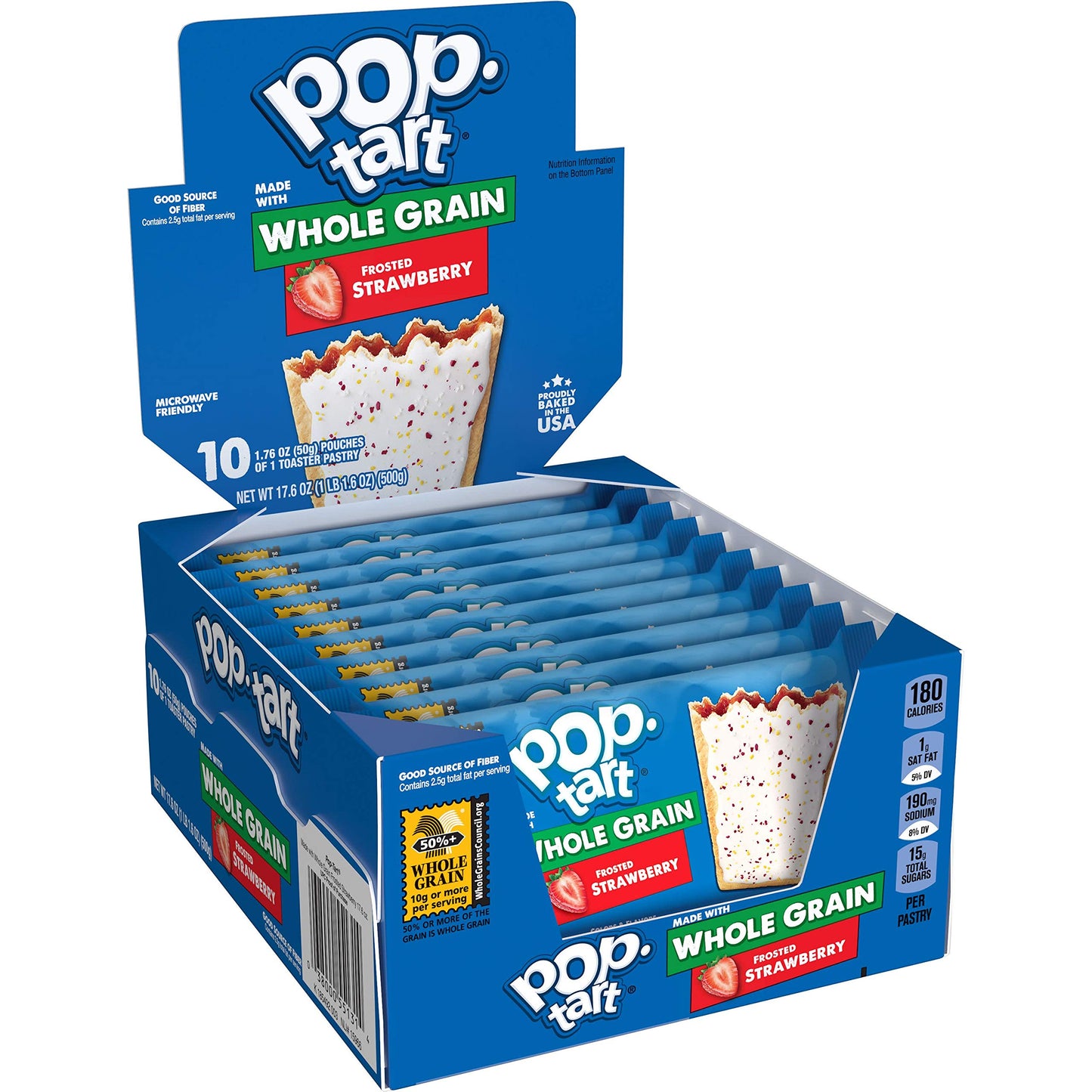 Pop-Tarts Toaster Pastries, Made With Whole Grain, School Lunch, Frosted Strawberry (120 Pop-Tarts)