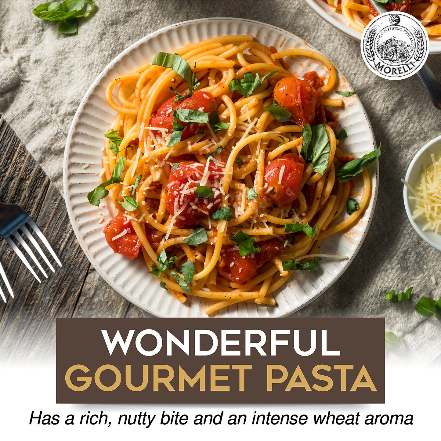 ANTICO PASTIFICIO MORELLI Bucatini Pasta Noodles - Organic Duspirit-inspired flavor Wheat Semolina - 17.6oz (Pack of 12) - Yellow