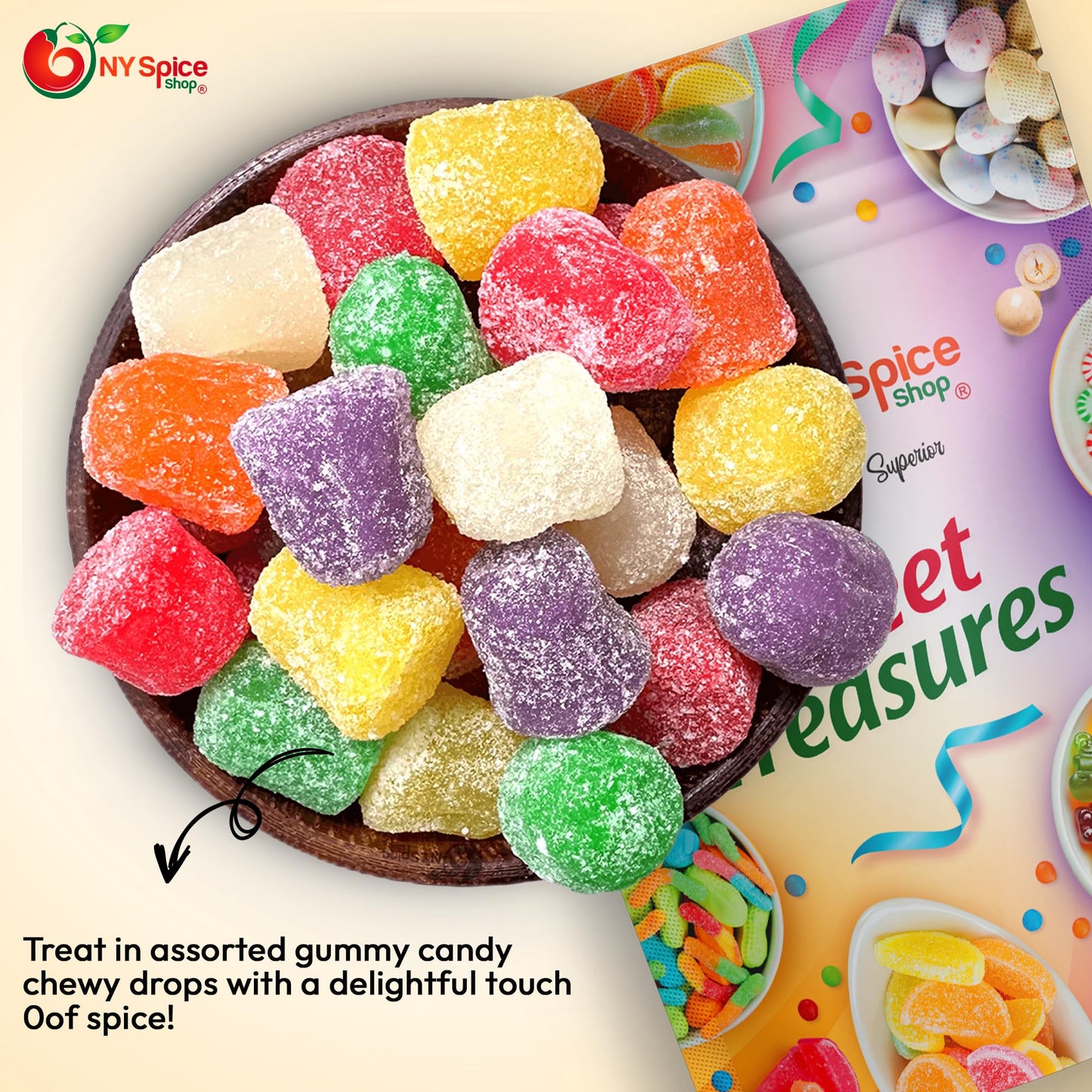 NY SPICE SHOP Assorted Spice Drops - Spice Drops - Gum Drops Candy - Gum Drops - Gumdrops - Spiced Gum Drops - Gumdrops Candy -