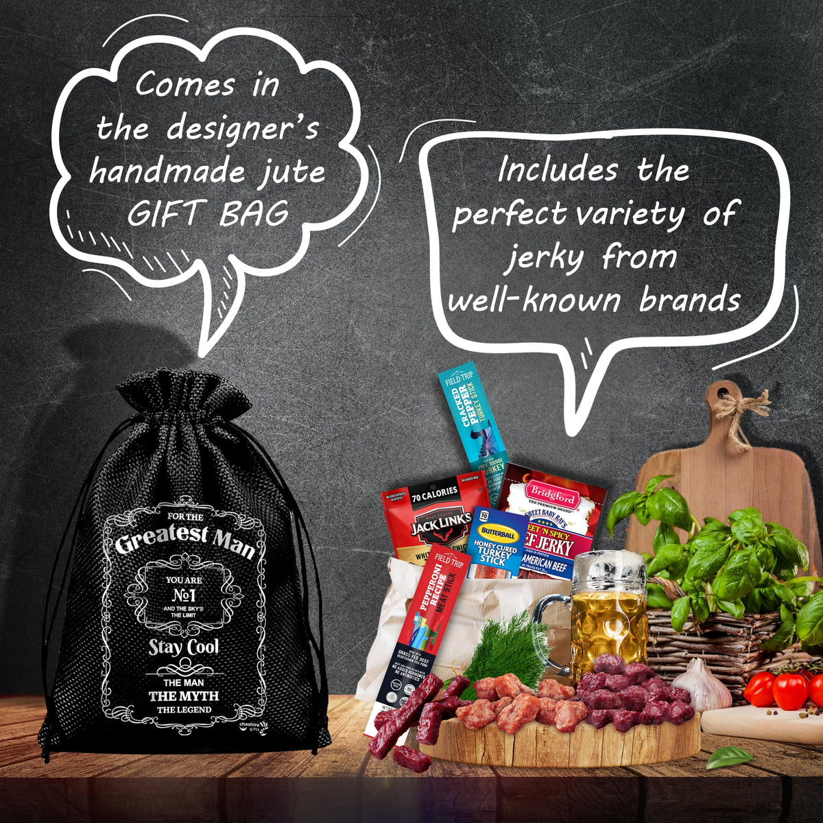 Beef Jerky Gift Baskets For Men - Meat And Cheese Gift Baskets, Birthday Gifts For Men Who Have Everything With Beef Jerky Variety Pack - Gifts For Dad & Care Package