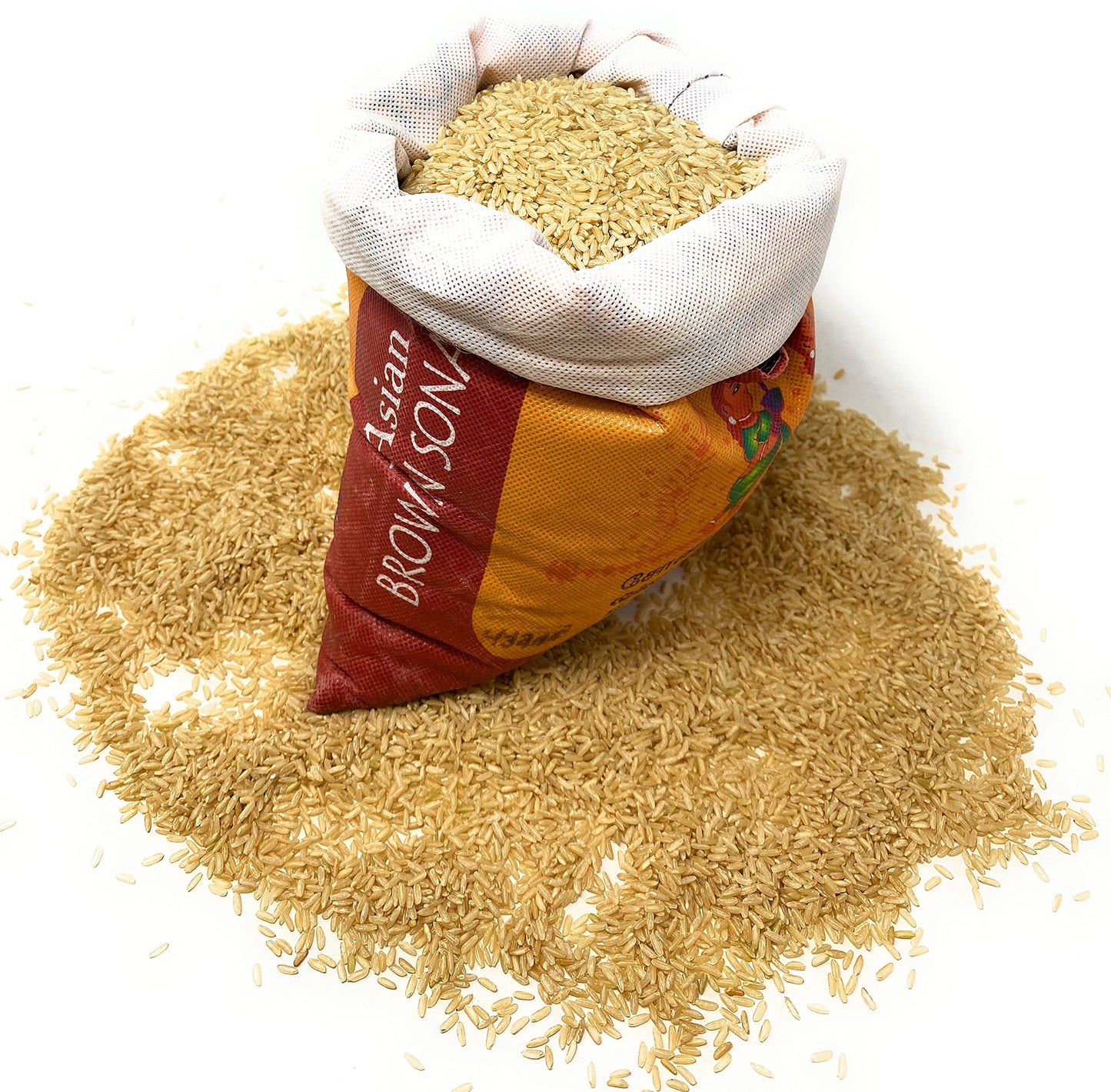 Asian Kitchen Brown Sona Masoori Aged Rice 10-Pound Bag, 10Lbs (4.54Kg) Short Grain Rice ~ All Natural | Gluten Friendly | Vegan