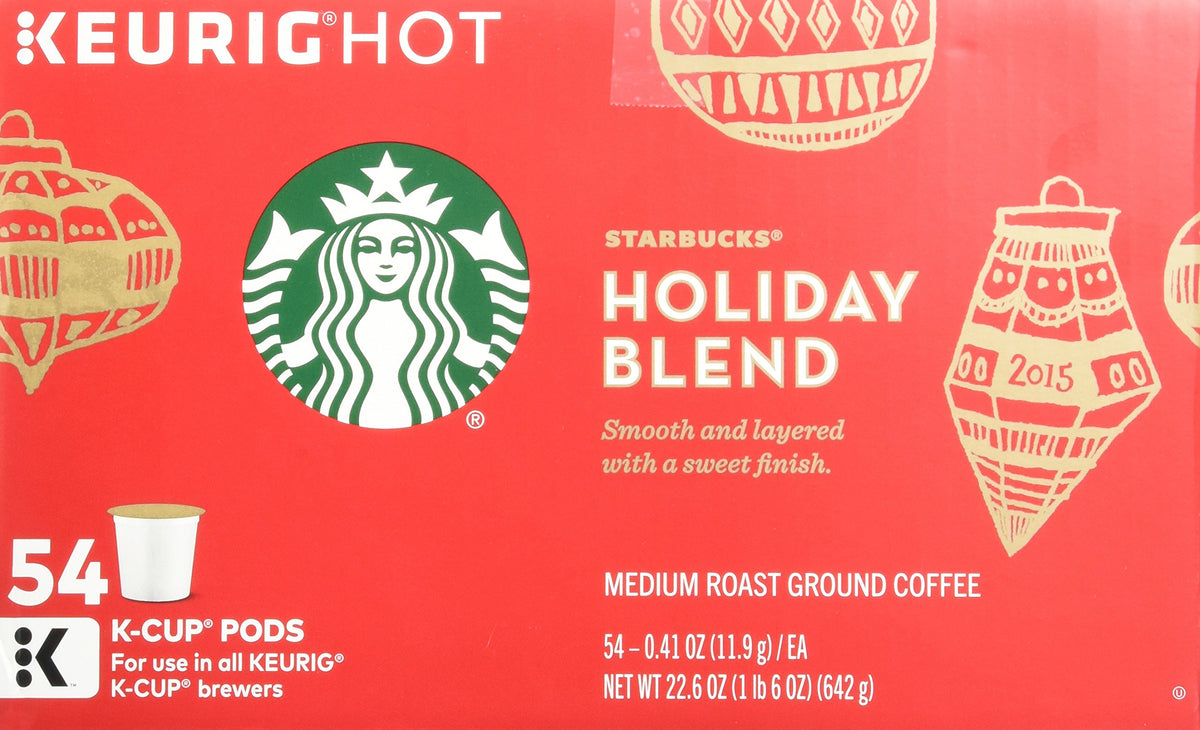 Starbucks Holiday Blend Medium Roast Ground Coffee K-Cups, 0.4 Oz, 16 Count