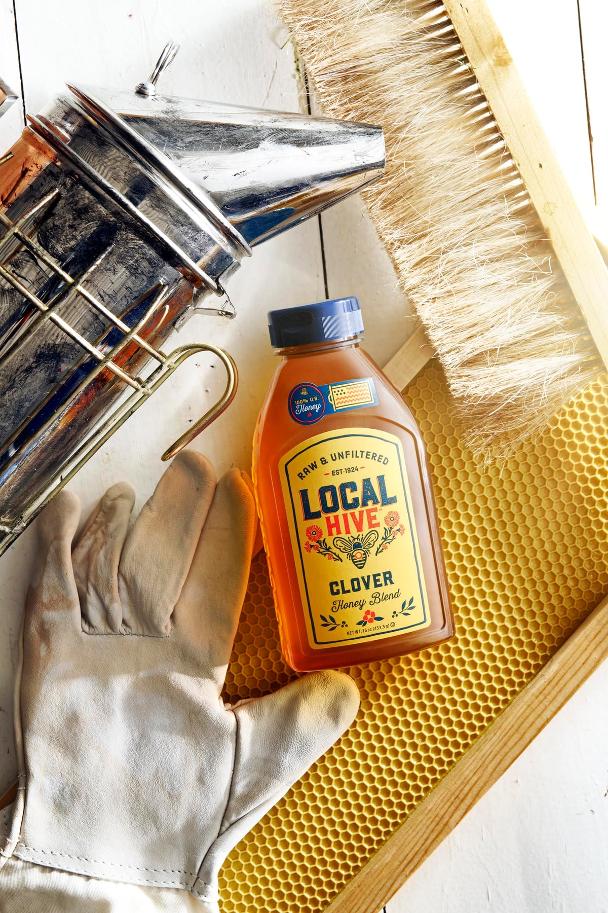 Local Hive Clover Raw Unfiltered Honey - 16 oz, 100% Pure US Honey, Sourced from American Bees and Beekeepers - Natural Sweetene