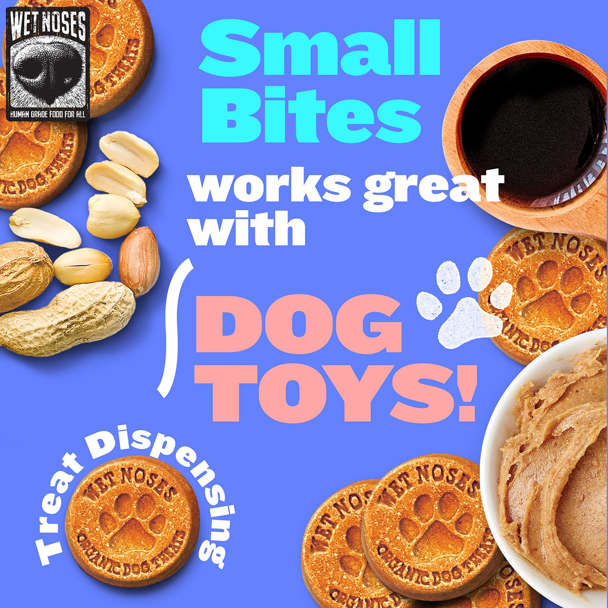 Wet Noses All Natural Dog Treats, Made in USA, 100% USDA Certified Organic, Non-GMO Project Verified, Peanut Butter, 14 oz box