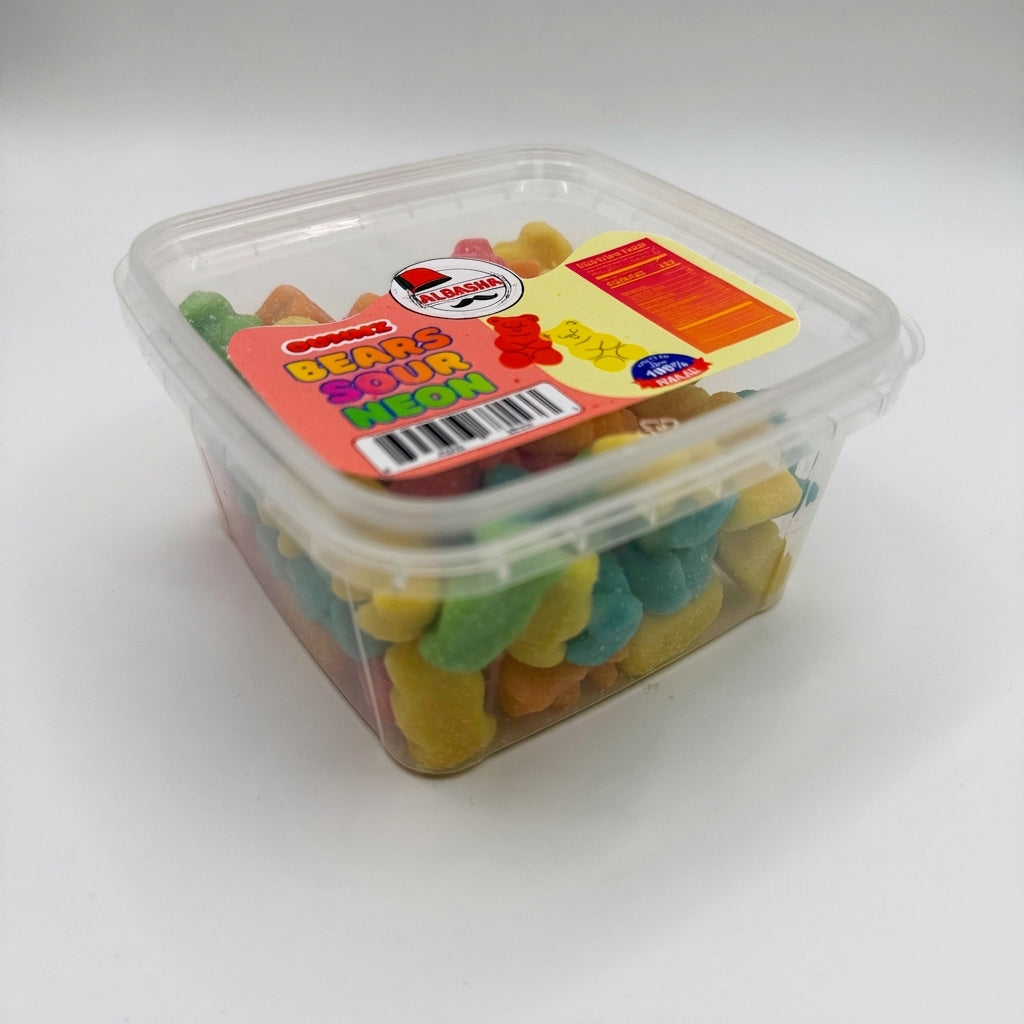 AlBasha Gourmet Bears Sour Neon - Halal Gummy Bears Candy