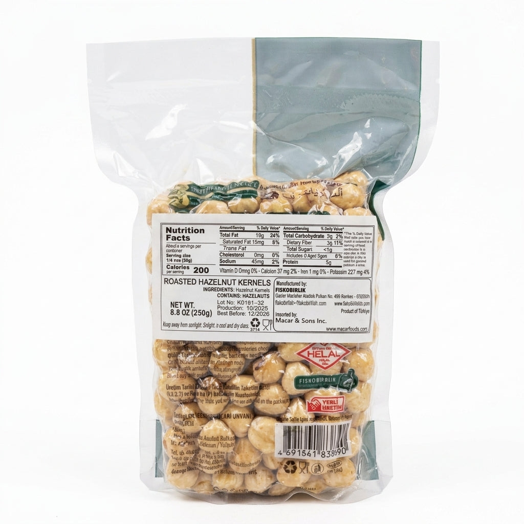 Fiskobirlik Roasted Hazelnut Kernels 250g - Premium Turkish Hazelnuts