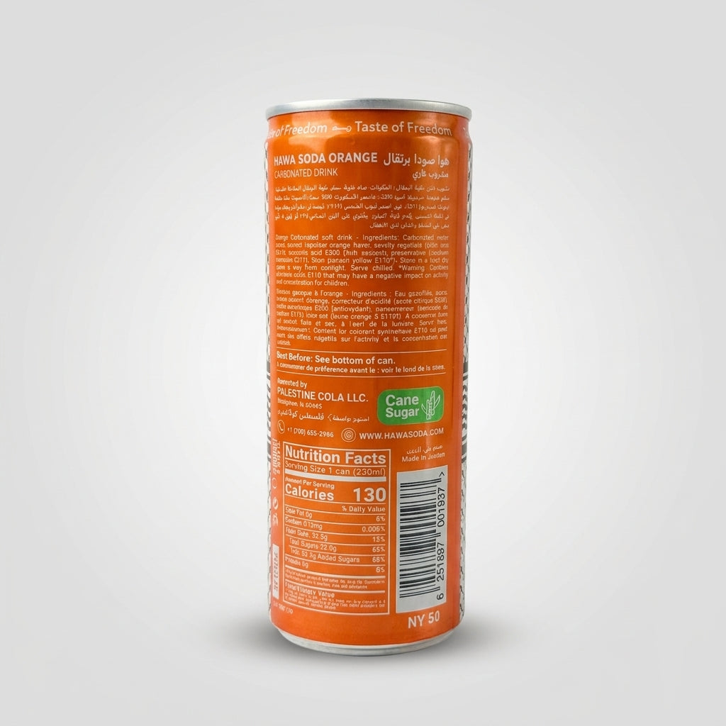 Hawa Orange Soda 250ml - Premium Palestinian Carbonated Drink