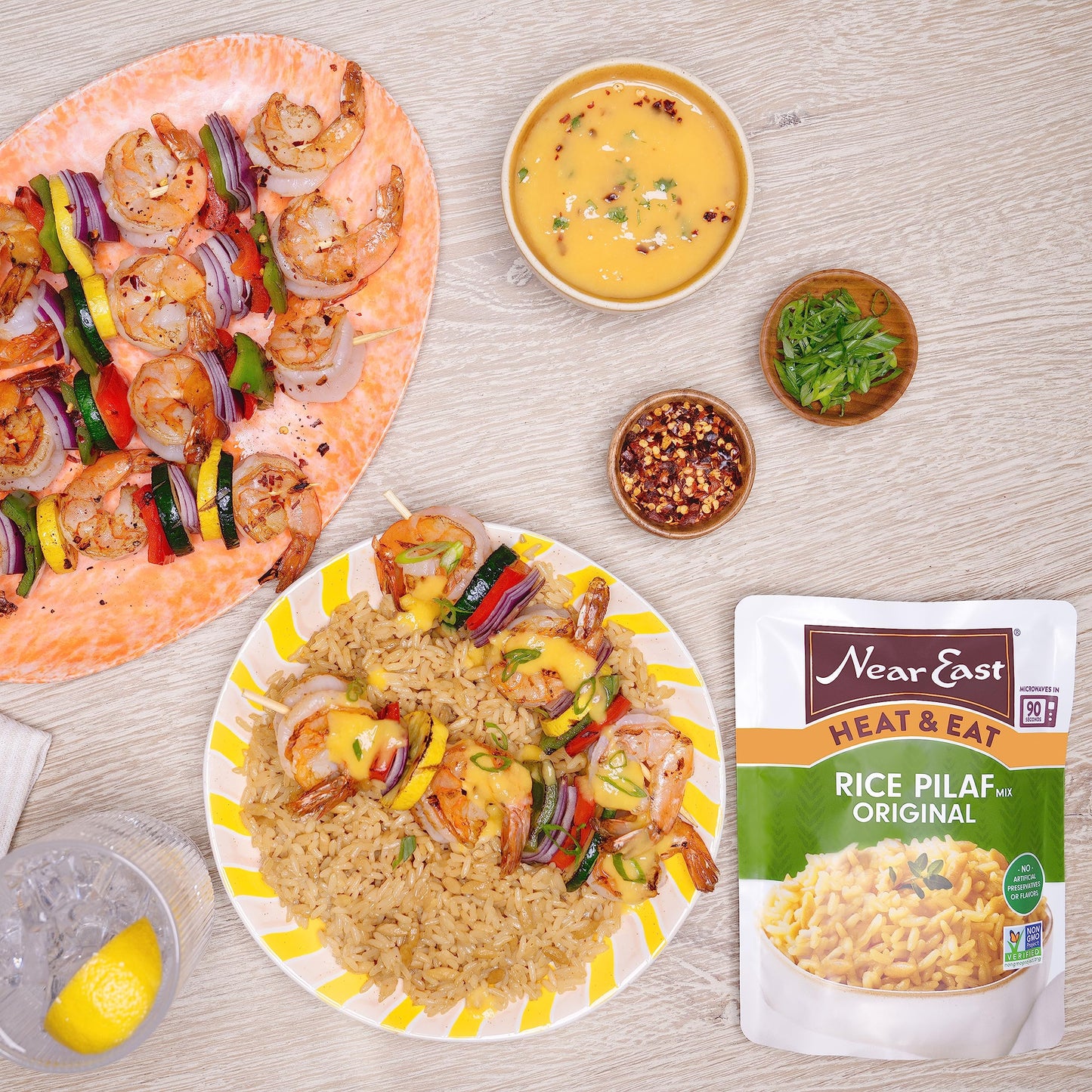 Near East Heat & Eat Rice  Quick Cook Rice  Microwave Rice  Rice Pilaf  Original  8.8oz Pouches (8 Pack)