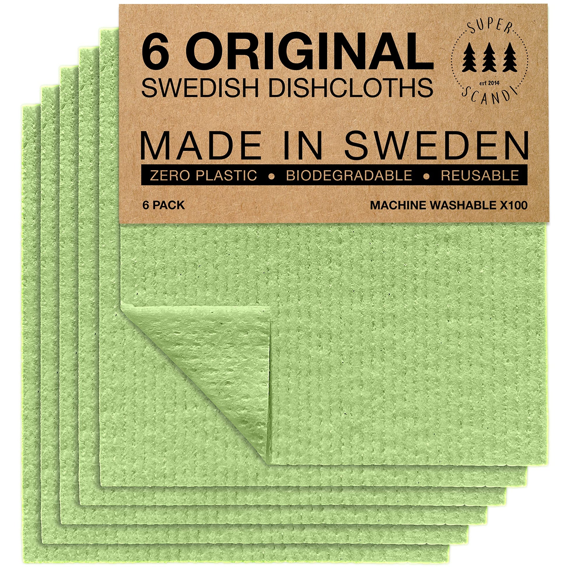 Superscandi Swedish Dishcloths For Kitchen Eco Friendly Reusable Sustainable Biodegradable Cellulose Sponge Cleaning Dish Cloths
