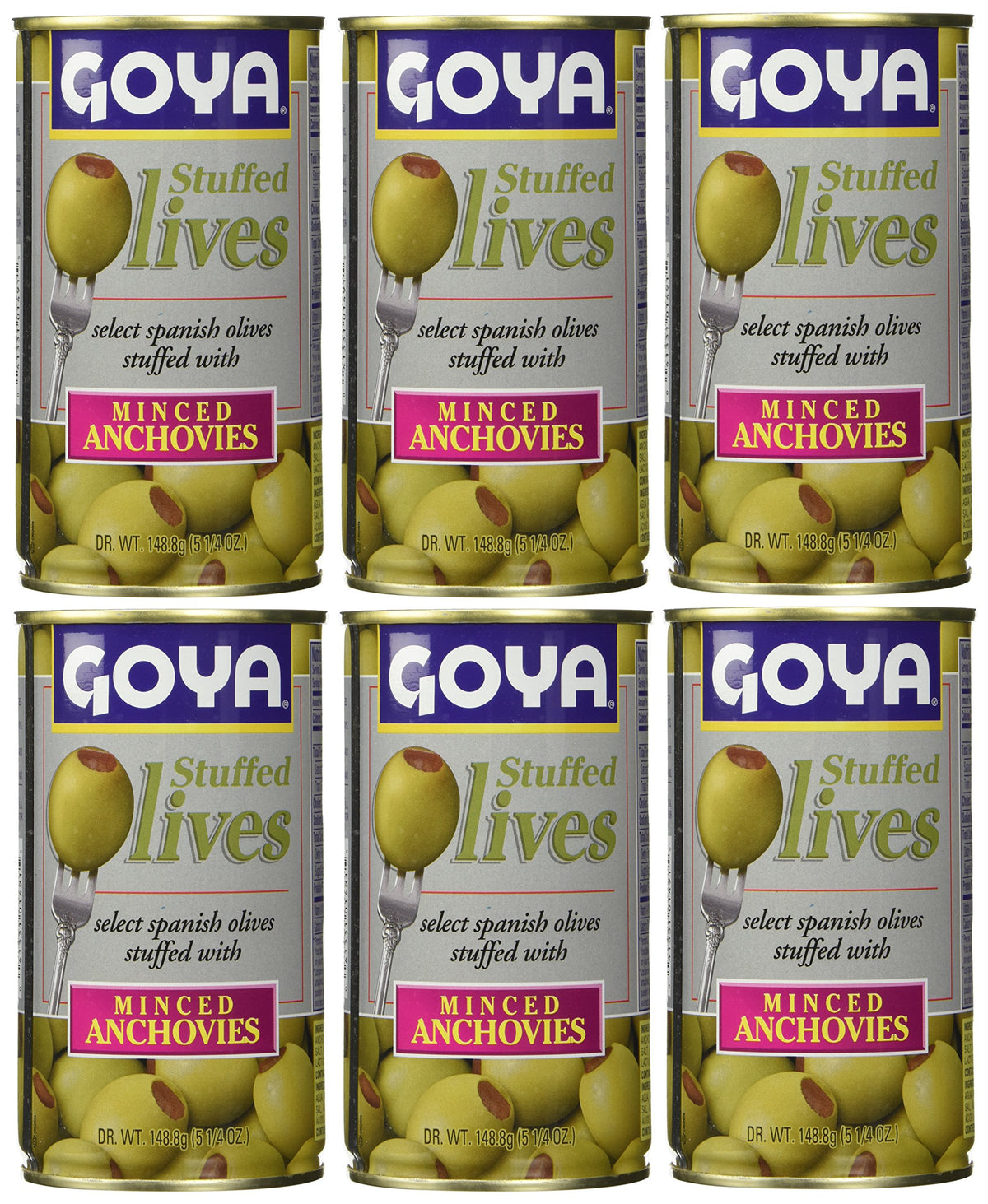 Goya Stuffed Olives Minced Anchovies 5.25 Ounce (Pack of 6)