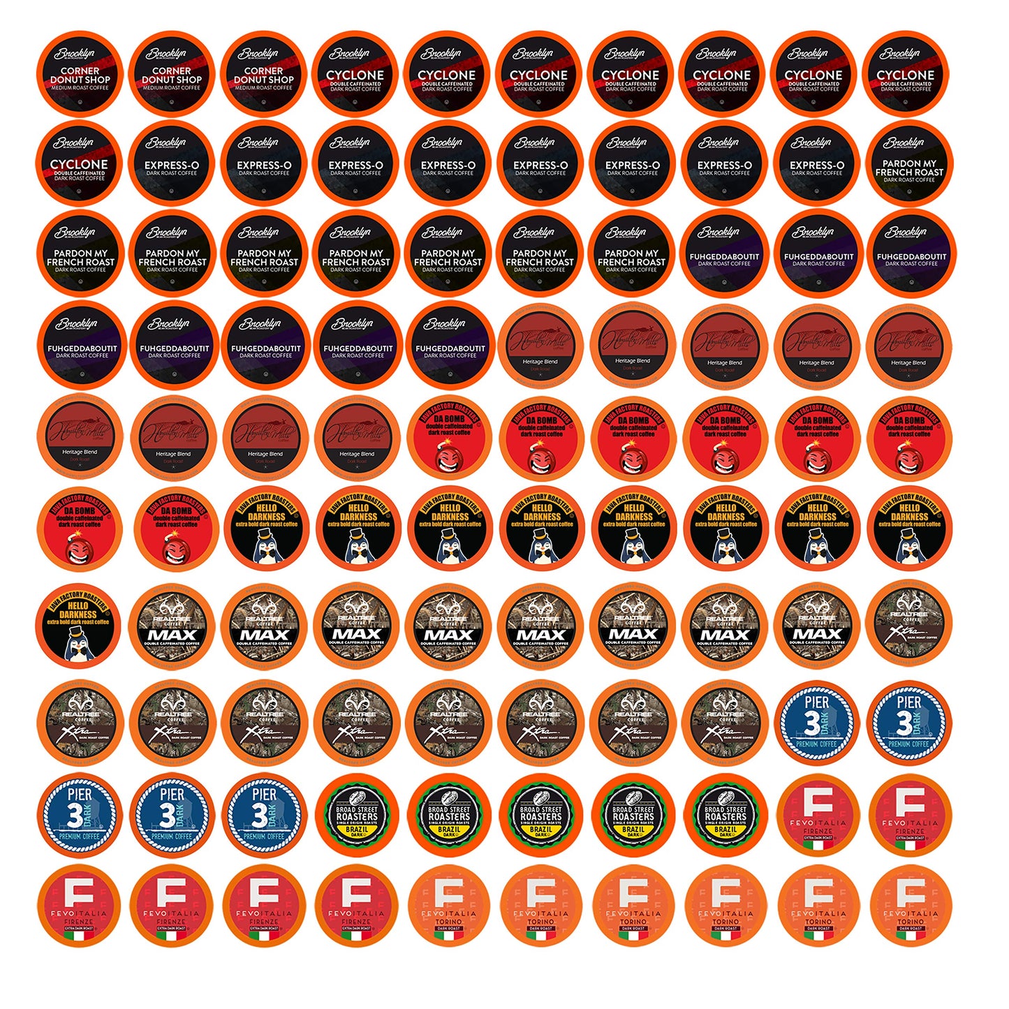 Two Rivers Coffee Bold Roast Coffee Pods, Variety Sampler Pack, 100 Count