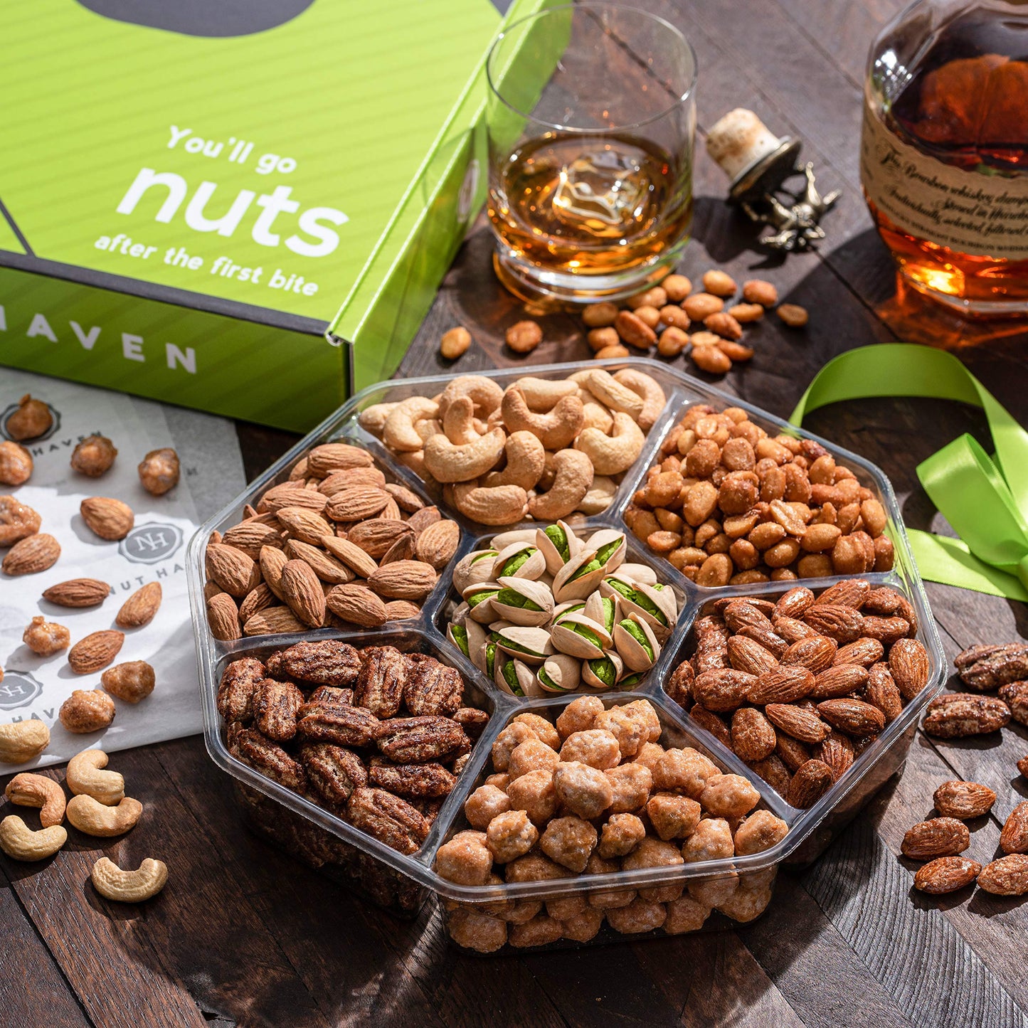 Nut Haven Thanksgiving Nuts Gift Basket - Assorted Sweet & Roasted Salted Gourmet Nuts - 1 Pound Food Gift Box for Holidays