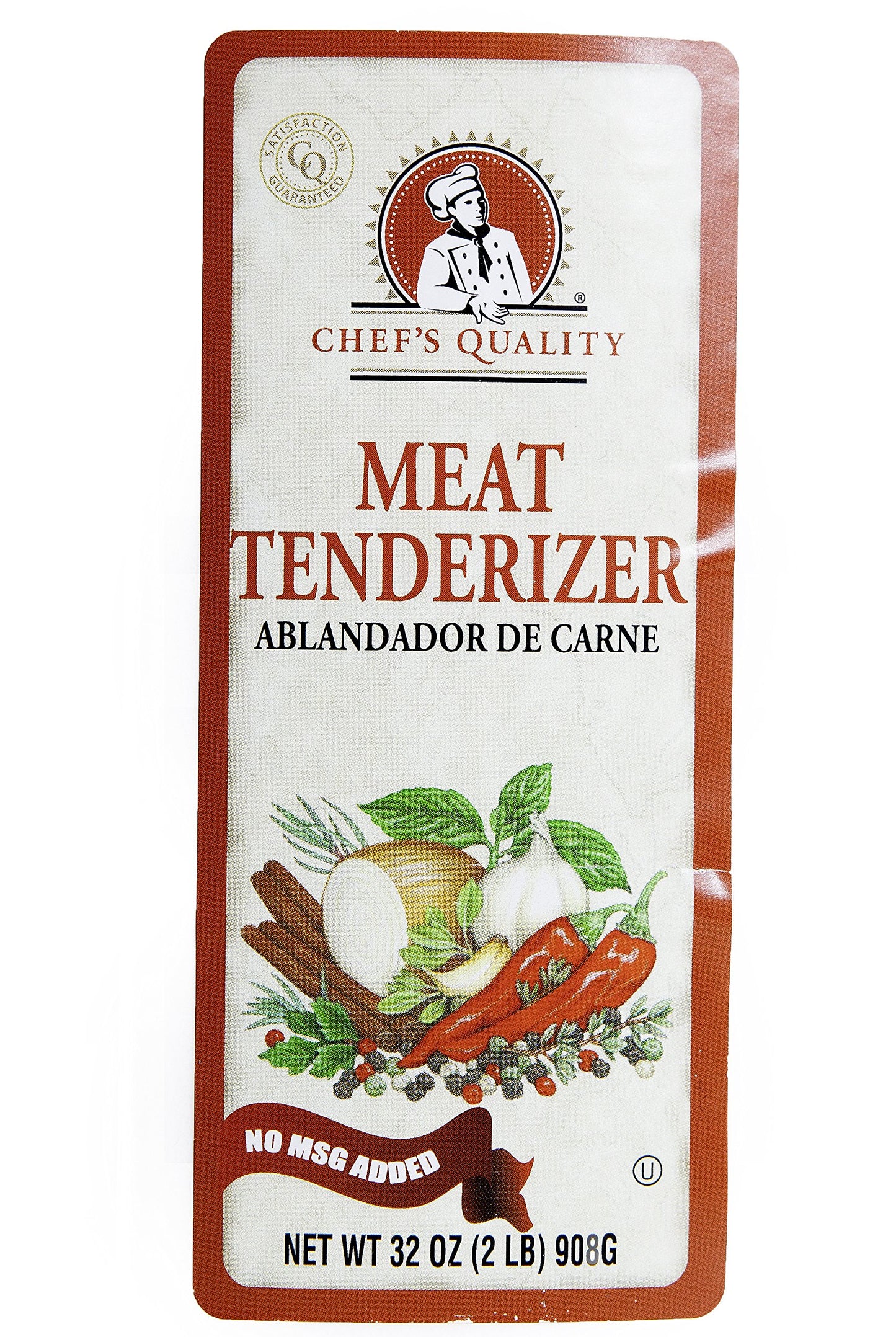 Chef's Quality Meat Tenderizer - 32 Oz Bottle, No MSG Added, 2 Pound Size, White