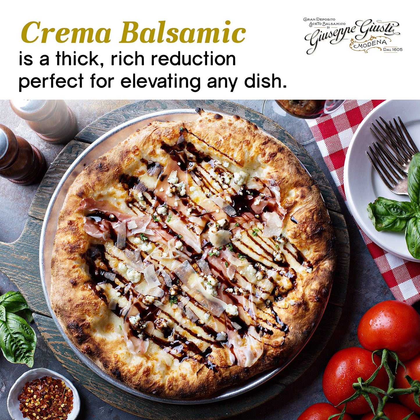Giusti Balsamic Glaze, Thick Balsamic Vinegar Reduction, 16.9 fl oz, Black
