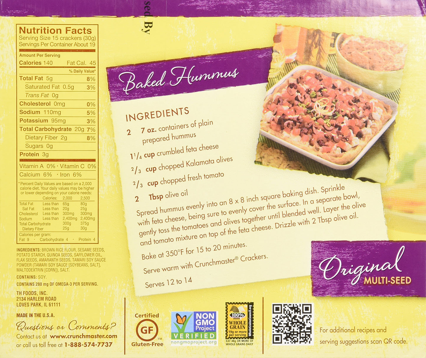 Crunchmaster Multi-Grain Crackers, Gluten Free, 20 oz.