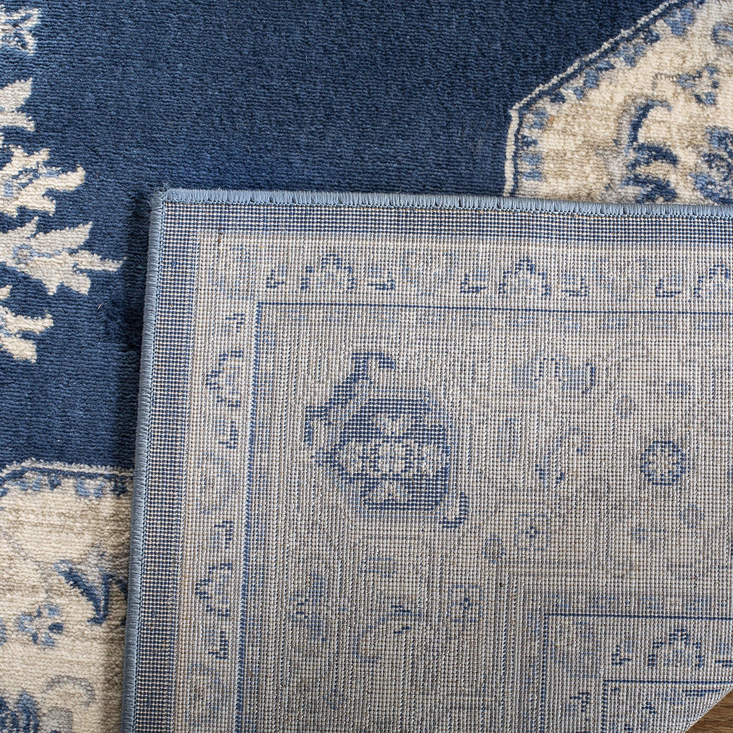 Safavieh Brentwood Collection 2 X 12 Navy  Cream Bnt865N Medallion Distressed Non-Shedding Living Room Bedroom Runner Rug