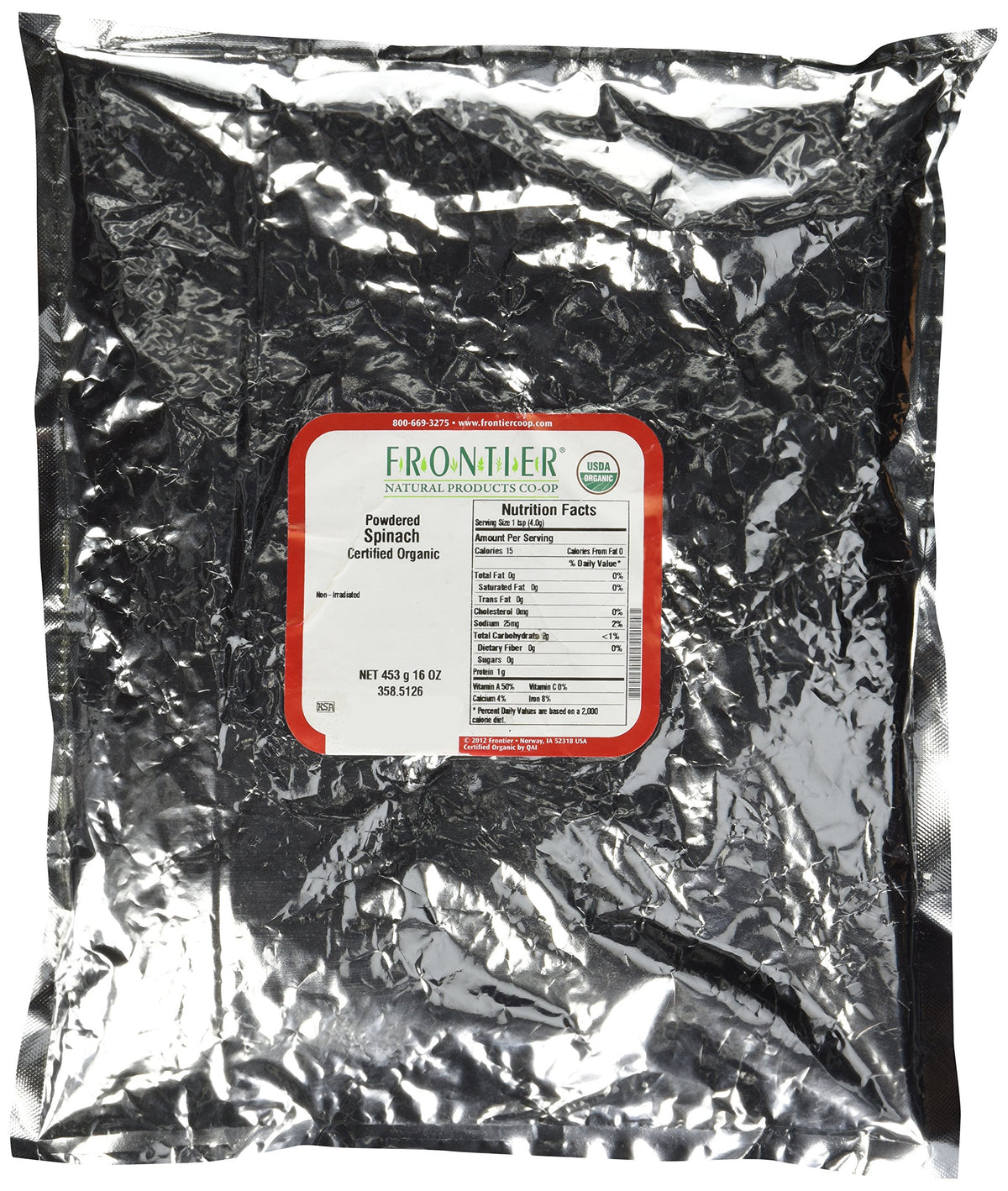 Frontier Co-op Spinach Powder, Certified Organic, Kosher | 1 lb. Bulk Bag | Spinacia oleracea