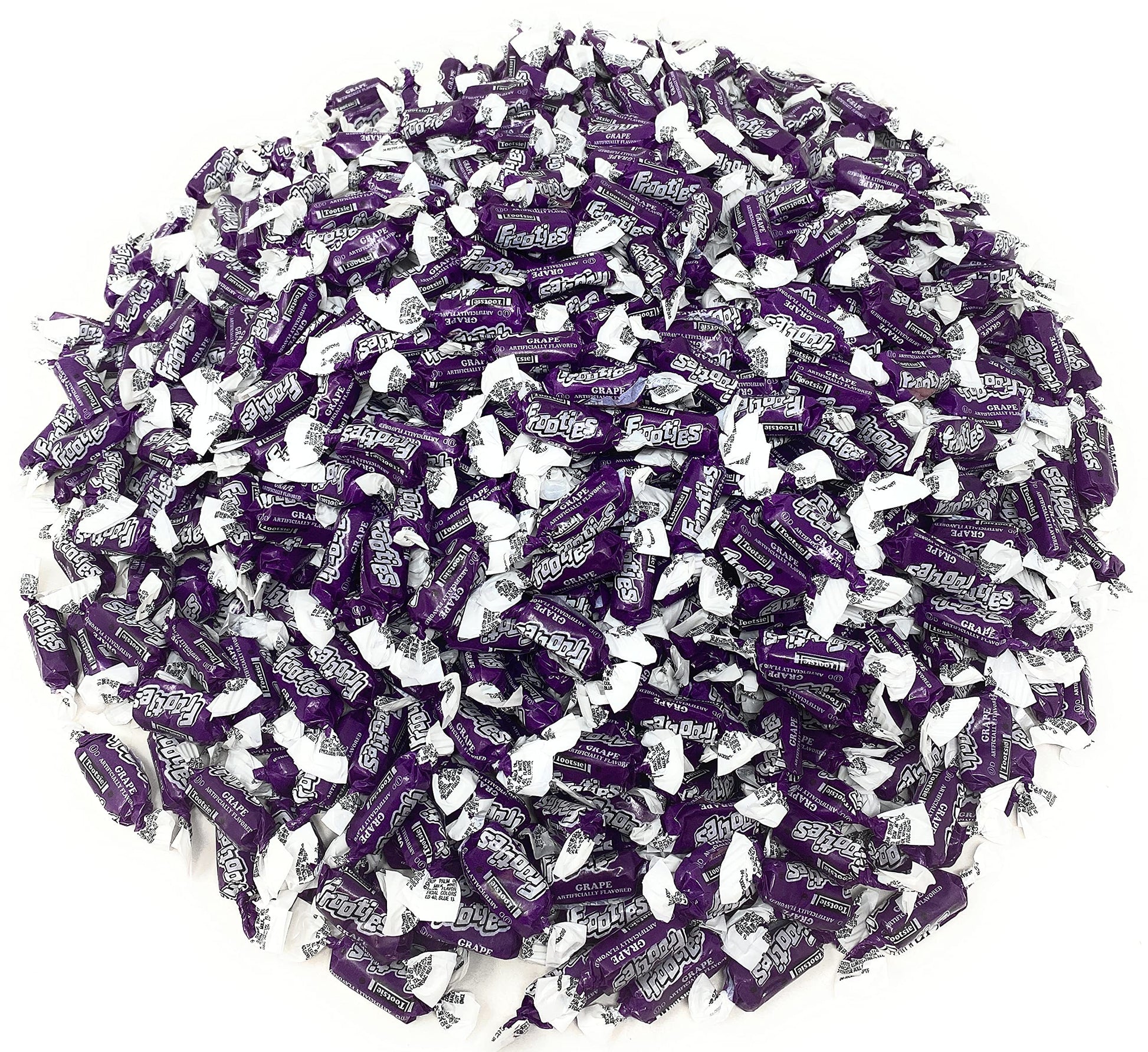 Bulk Grape Flavor Tootsie Roll Frooties Chewy Purple American Taffies Candy Individually Wrapped In Resealable Assortit Bag 5 Lb 735+Pcs (80-Oz) - Made In Usa