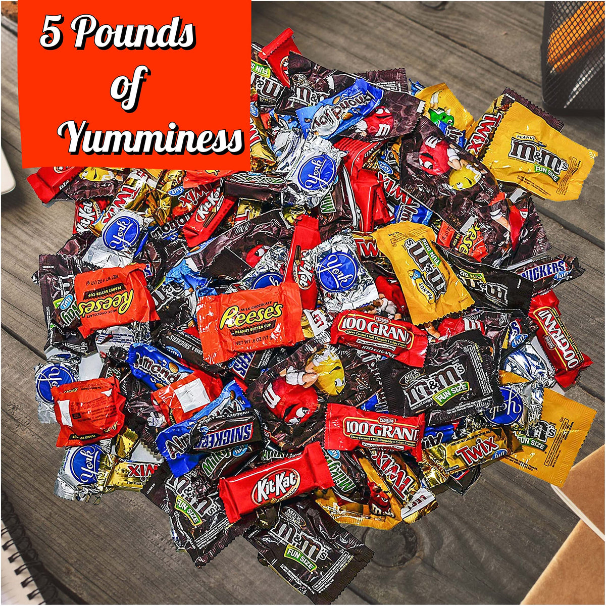 STUFF YOUR SACK Halloween Chocolate Variety Pack – 135 Individually Wrapped   – 5 lb Bulk Care Package – Brown