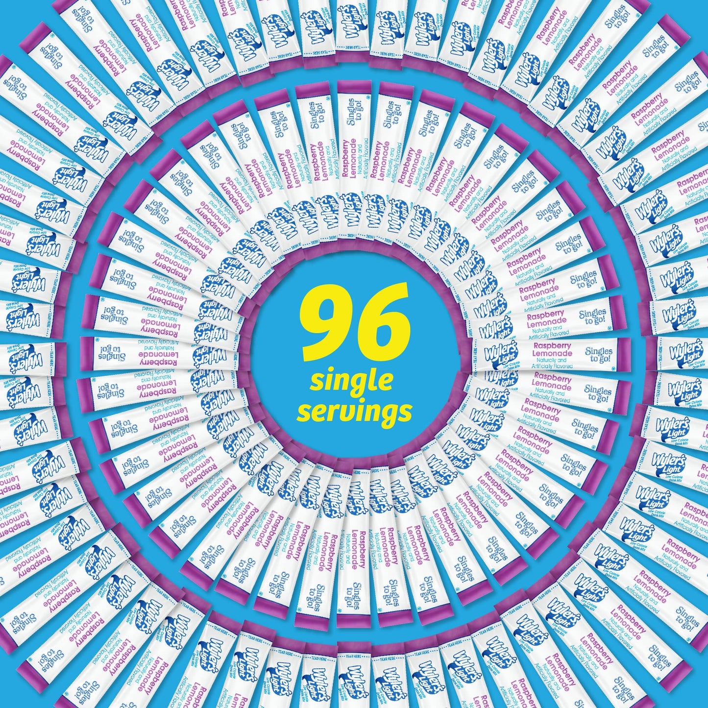 Wyler s Light Singles To Go Powder Packets, Water Drink Mix, Raspberry Lemonade, 96 Single Servings (Pack of 12)