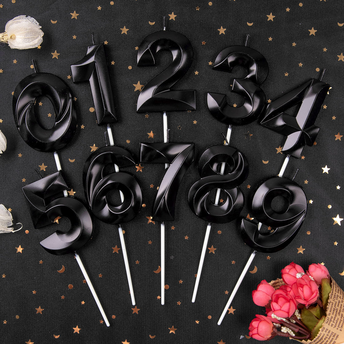 PHD CAKE Birthday Candles, Black Number 9, 2.76 Inch Wax Cake Decoration