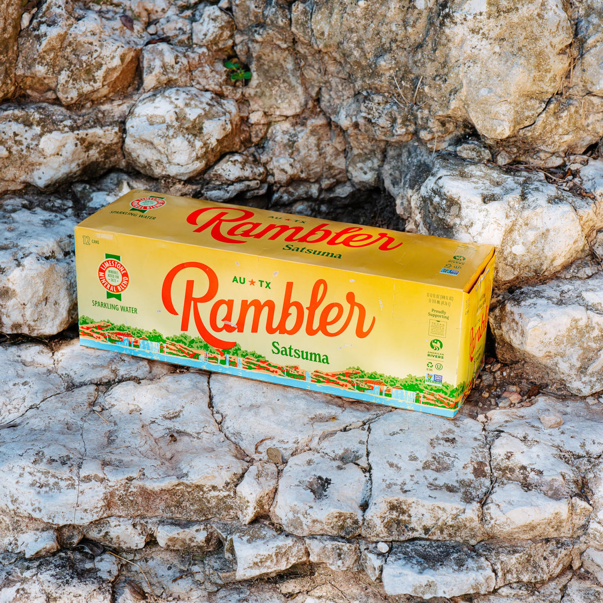 RAMBLER Satsuma Sparkling Water, Texas Limestone Filtered, 12-Ounce Cans, 12-Pack