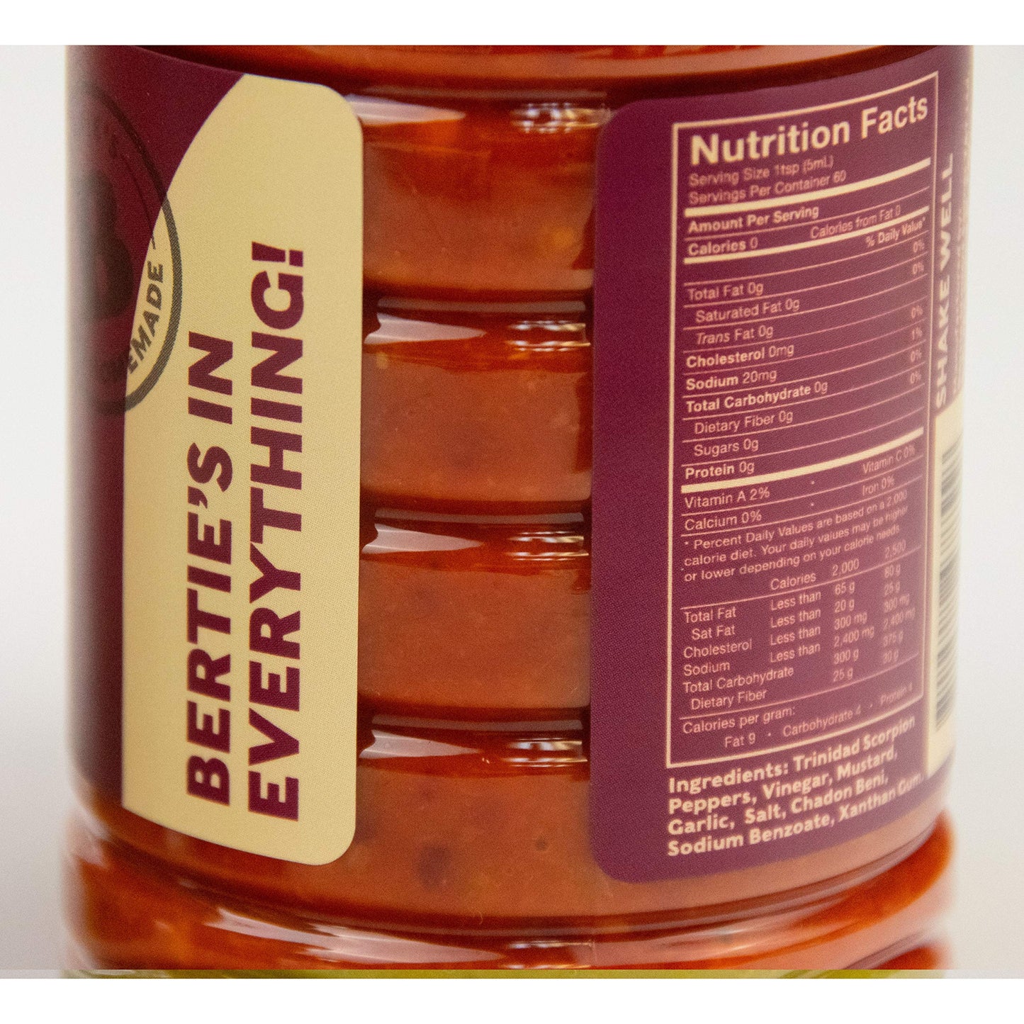 Bertie's Trinidad Scorpion Pepper Sauce - Insane Heat, 10 Oz (300ml) - Strong Flavor for Spice Lovers