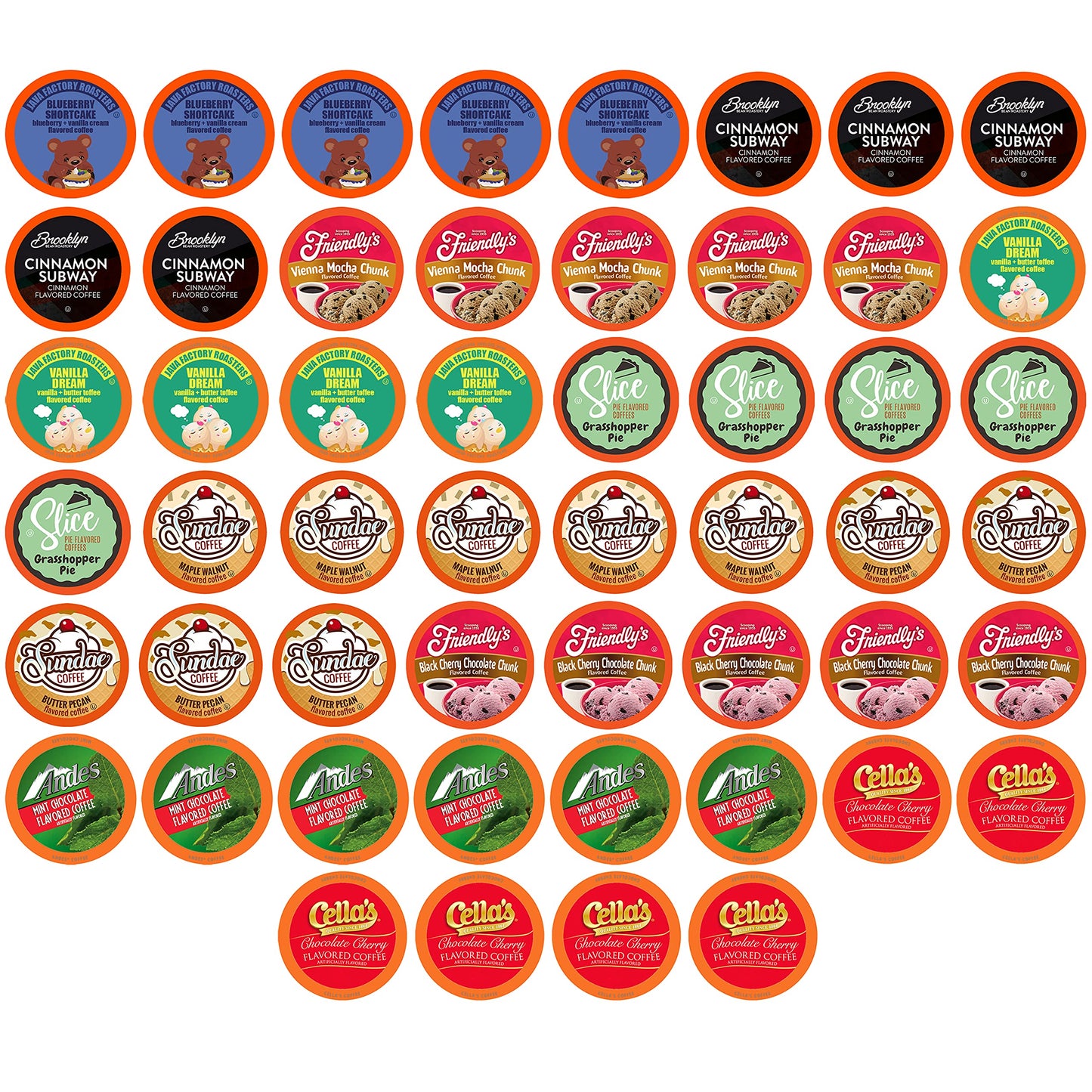 Two Rivers Coffee Flavored Coffee Pods Sampler, Assorted Variety Pack, 52 Count, Compatible with K Cup Brewers