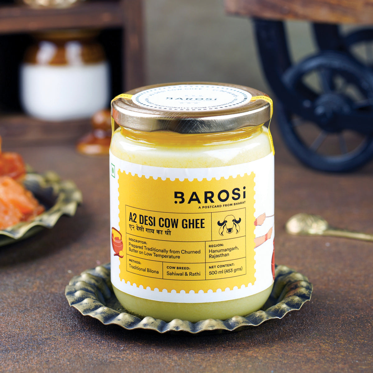 Barosi A2 Desi Cow Ghee Combo Of 2 Of 500 Ml, Produced From Grass Fed Desi Cow Milk, Aromatic And Pure, Bilona Method, Sustainab