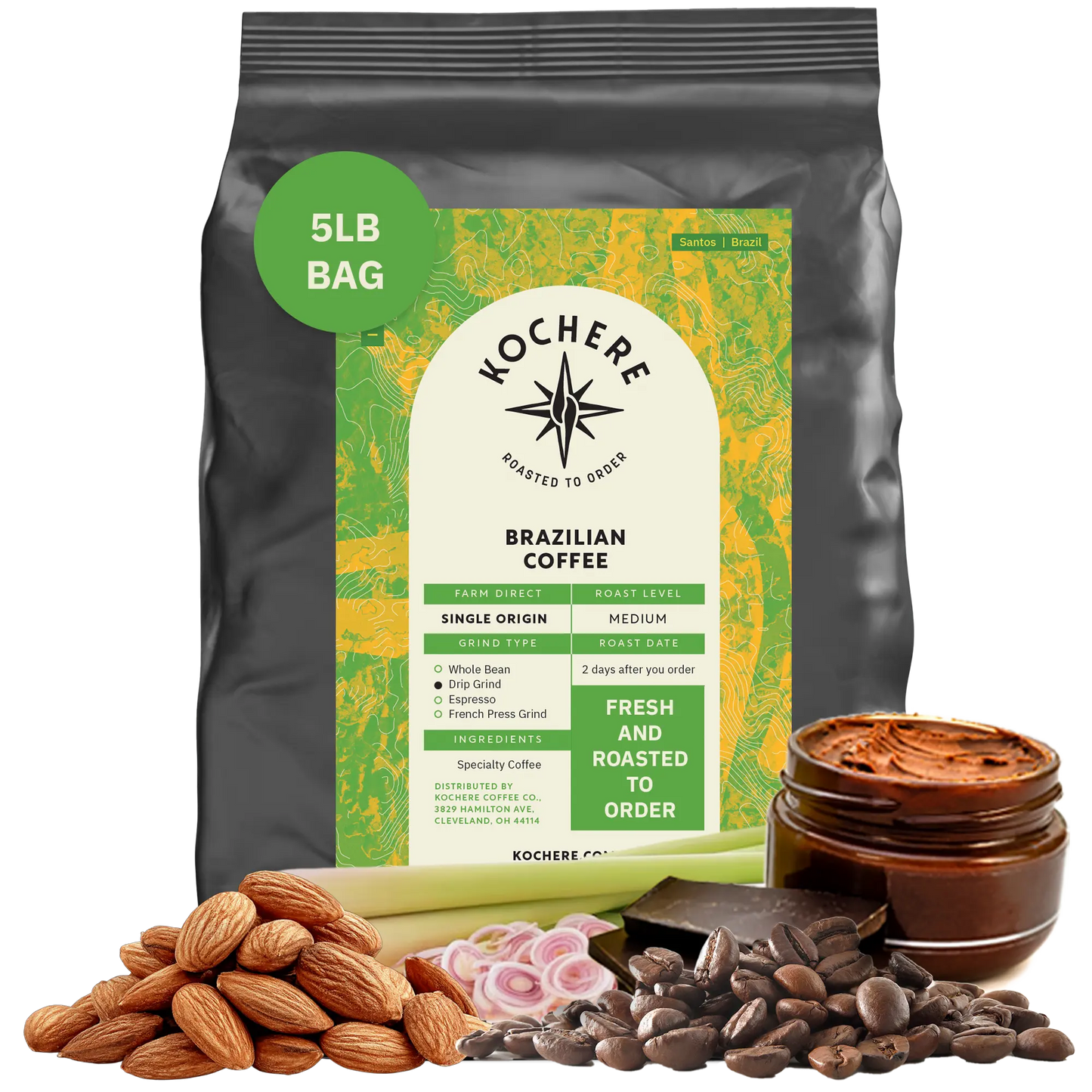 Kochere Coffee Brazilian Santos Medium Roast - Smooth, Elegant, Cocoa Notes