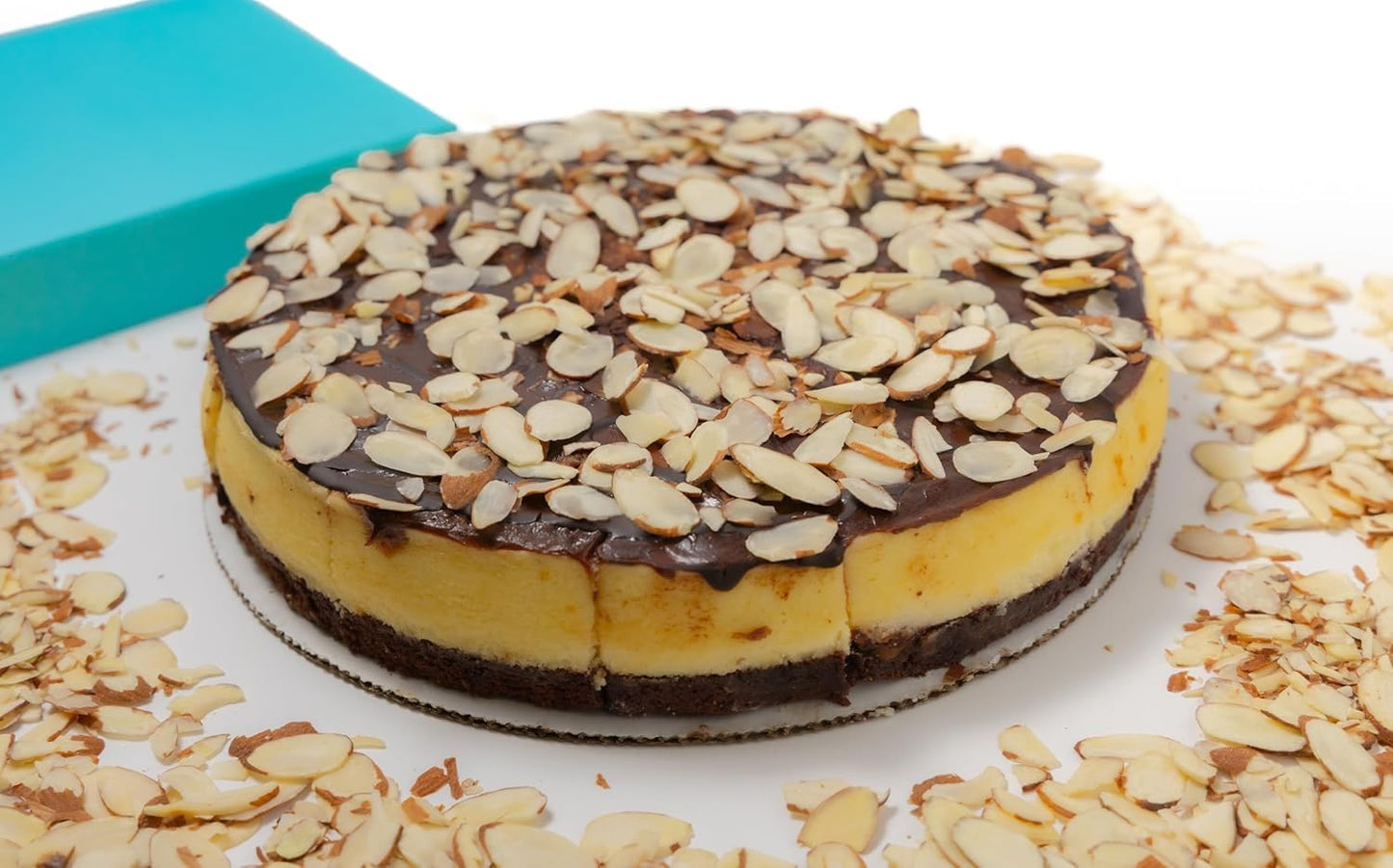 ANDY ANAND CHOCOLATIER Gourmet Fudge Brownie Cheesecake 9" 2.8 lbs. Real California Cream Cheese, Artisan, Halal, Reusable Tray