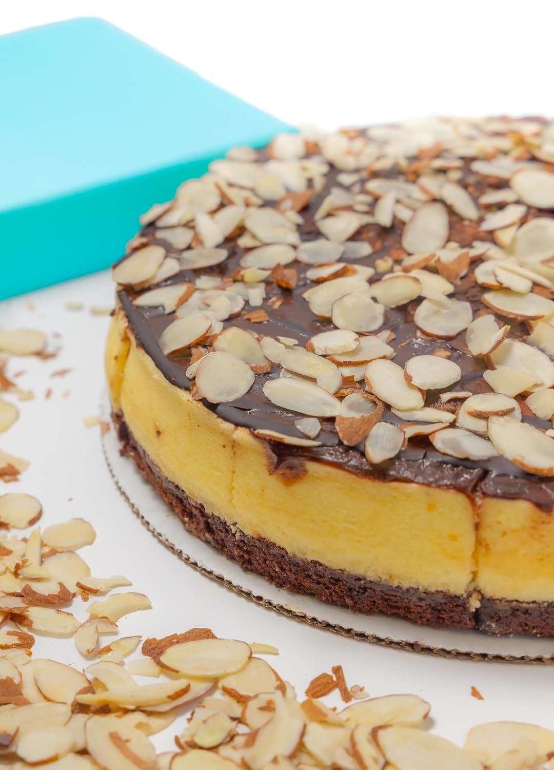 ANDY ANAND CHOCOLATIER Gourmet Fudge Brownie Cheesecake 9" 2.8 lbs. Real California Cream Cheese, Artisan, Halal, Reusable Tray