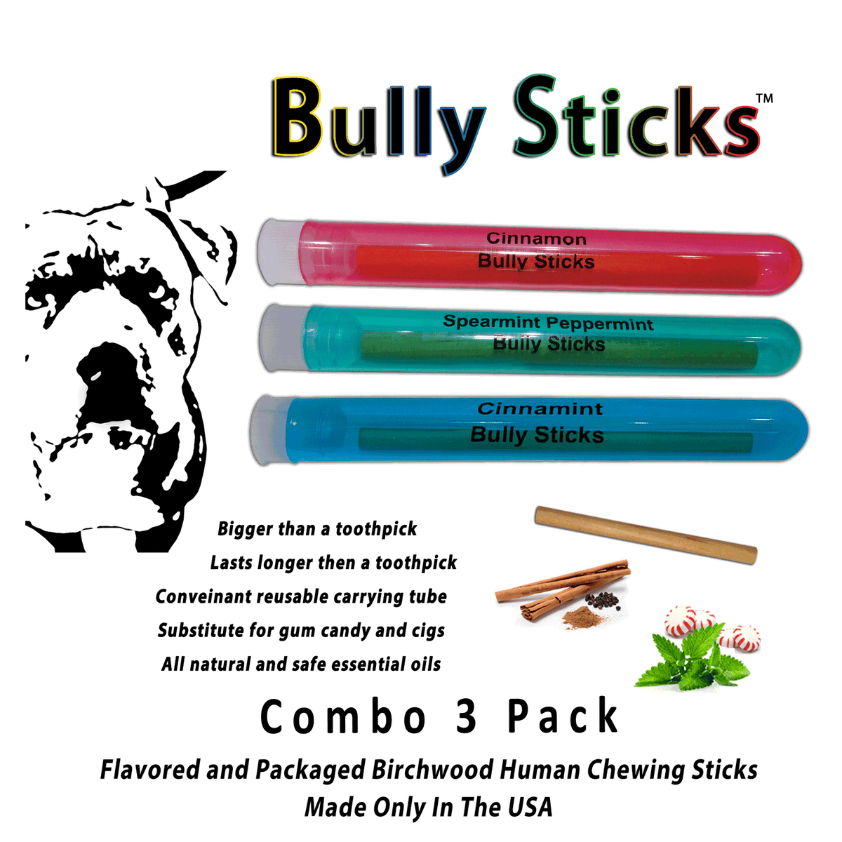 Bully Stick 4" - Revolutionary All Natural Birchwood Flavored Human Chewing Sticks | BiteMyWood