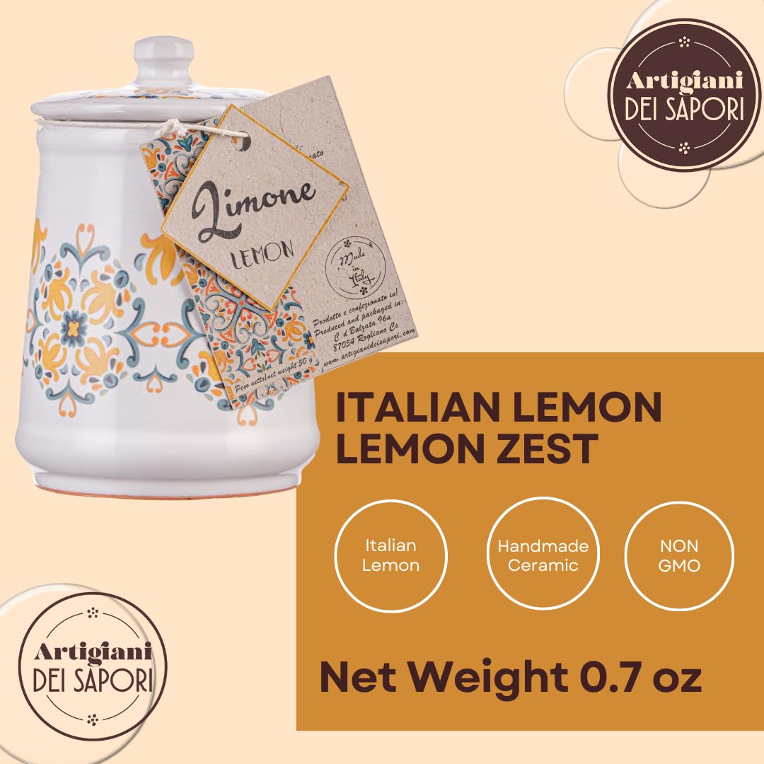 Artigiani dei Sapori, Italian Lemon Peel Ceramic Jar, 0.7oz  (19g)