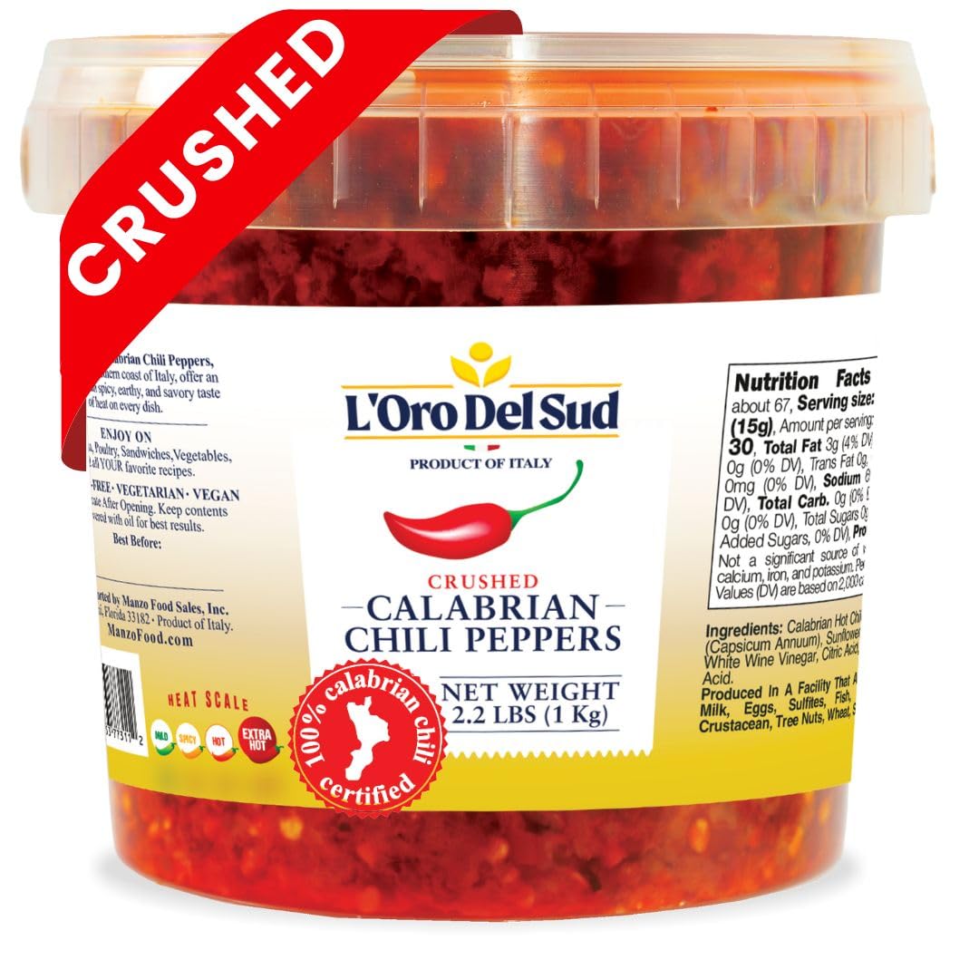 L'Oro Del Sud, Crushed Calabrian Chili Peppers, 2.2 lb (1 kg)