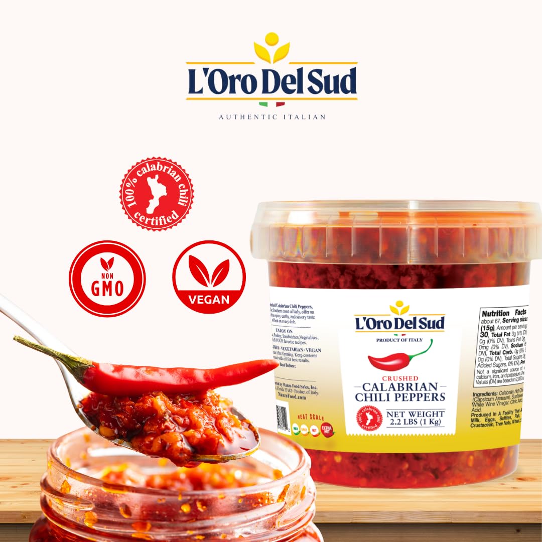 L'Oro Del Sud, Crushed Calabrian Chili Peppers, 2.2 lb (1 kg)