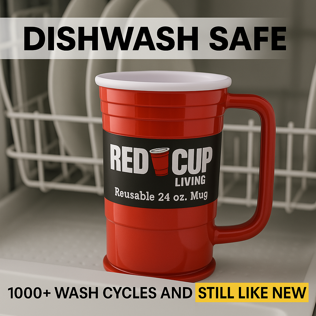 Redcupliving 24oz Reusable Red Beer Mug | BPA-Free, Shatter-Resistant Plastic