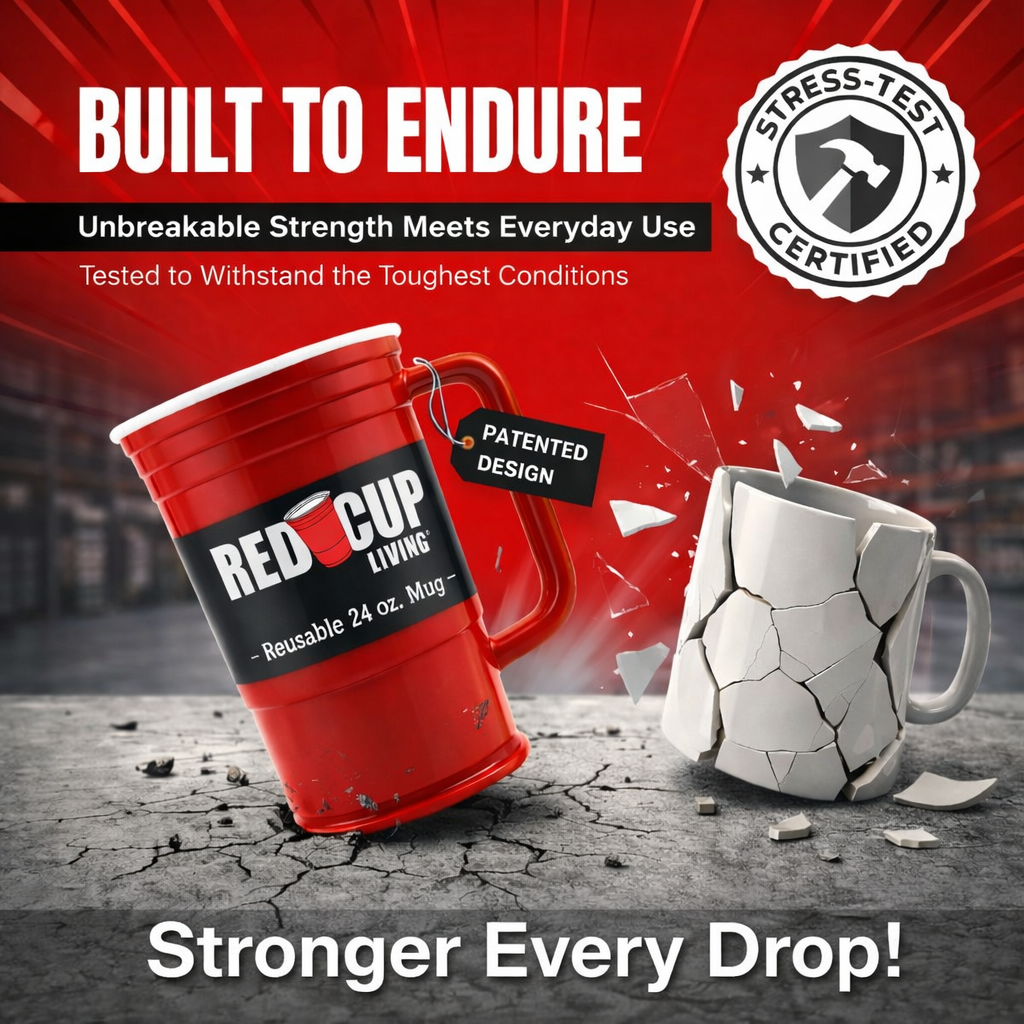 Redcupliving 24oz Reusable Red Plastic Beer Mug