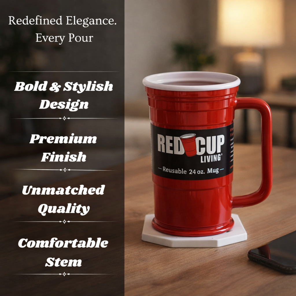 Redcupliving 24oz Reusable Red Plastic Beer Mug