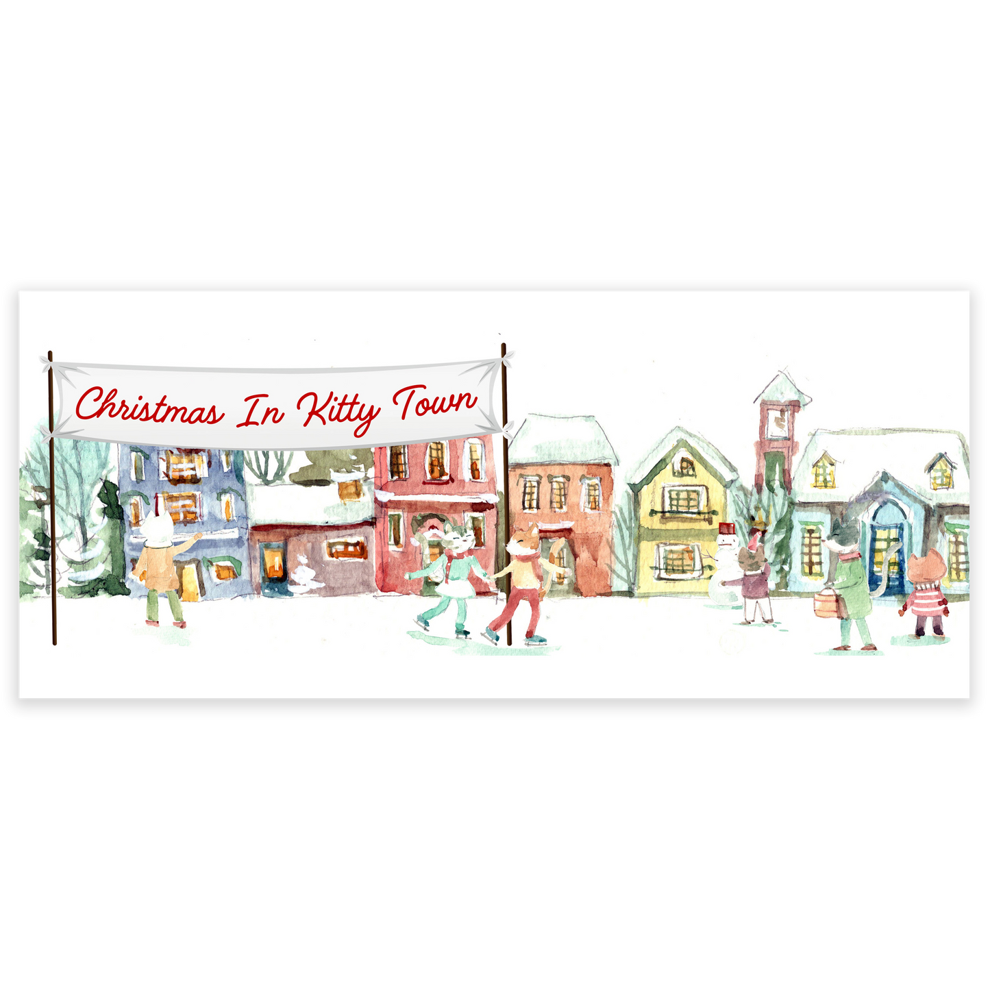 Christmas In Kitty Town Vintage Sticker