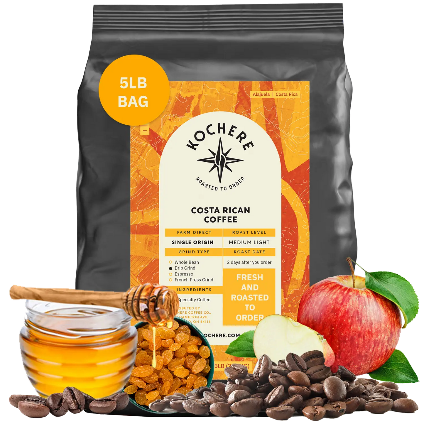 Kochere Coffee Costa Rican Alajuela Medium Roast - Sweet Apple, Raisin Notes