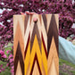 Handcrafted Amish Chevron Cutting Board – Multi-Wood Inlay, Beeswax Finish (9.5” x 14”)