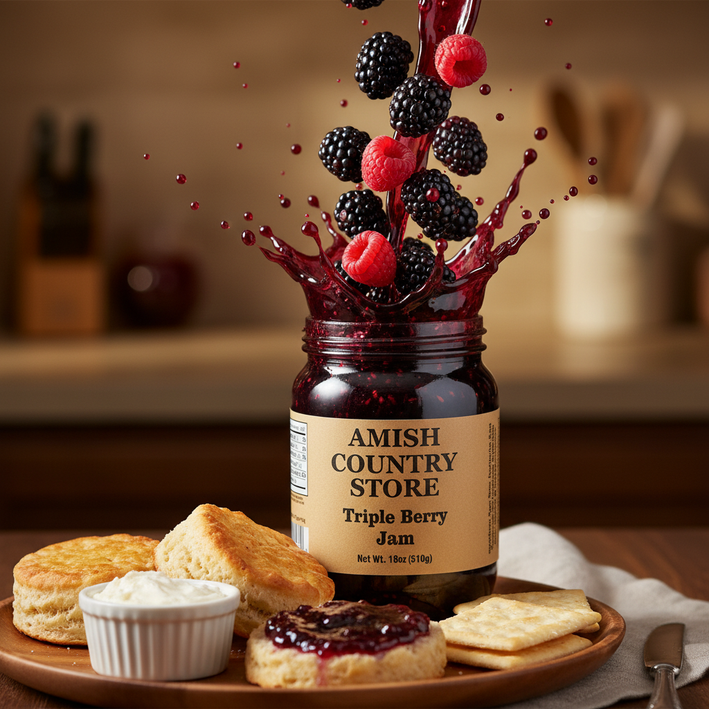 Triple Berry Jam | Blackberry, Black Raspberry & Red Raspberry Spread | 18 oz