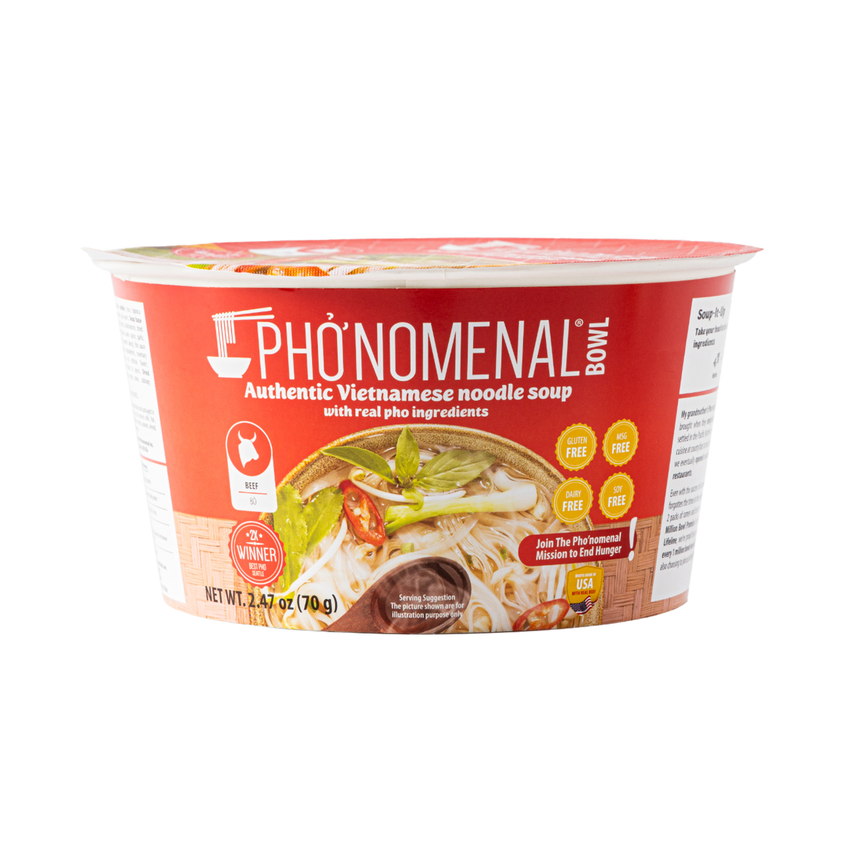 Pho’nomenal Bowl Instant Beef Pho (Case of 6 Bowls)