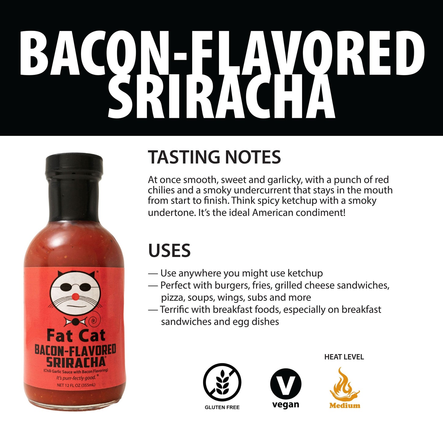 Bacon-Flavored Sriracha Chili Garlic Sauce with Bacon Flavoring (Vegan)